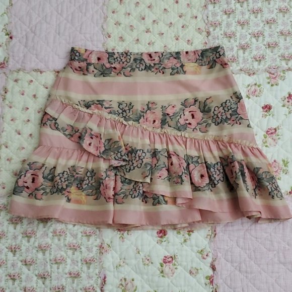 Loveshackfancy Piper silk mini Skirt Ruffle floral 2 - Picture 5 of 12